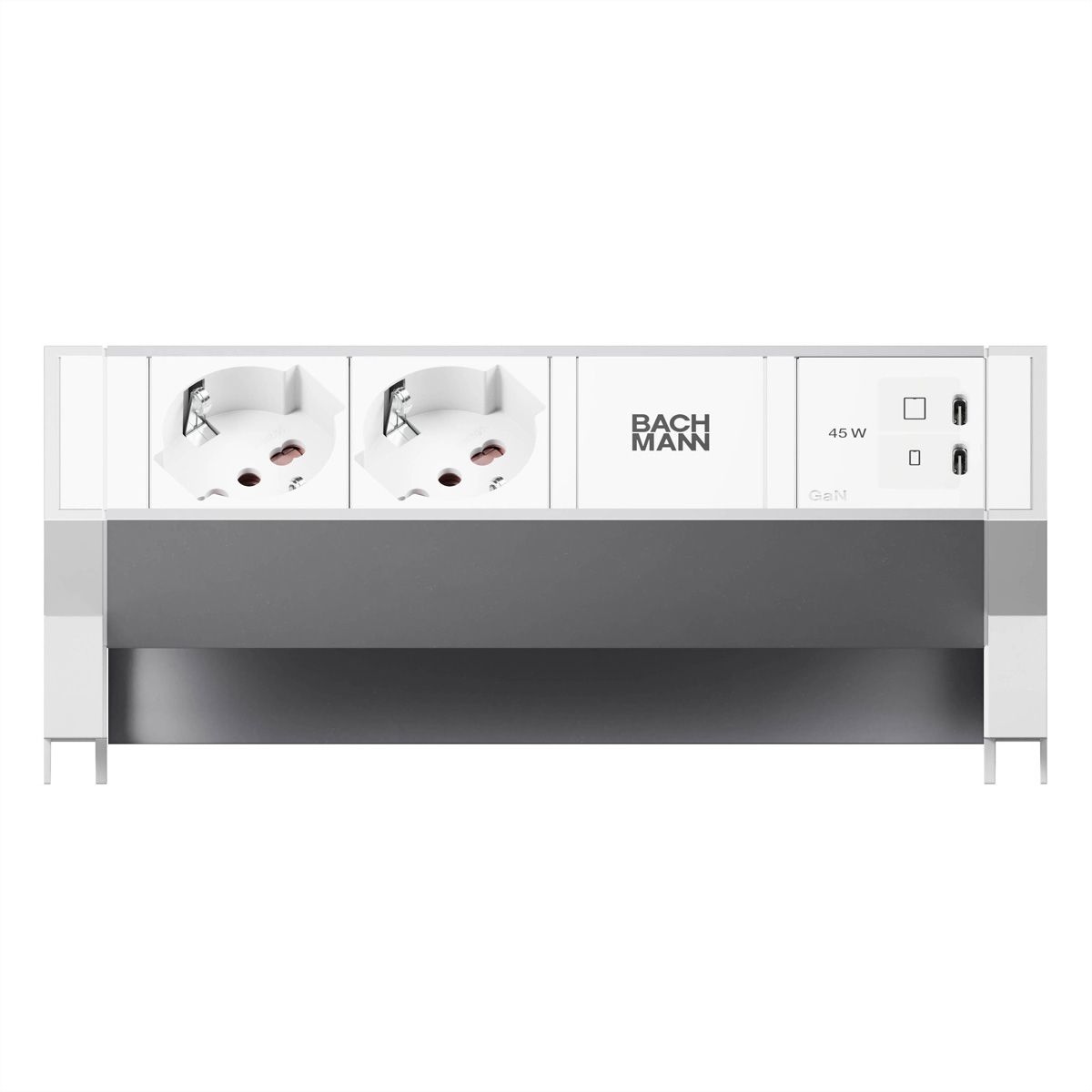 BACHMANN DESK2 ALU WHITE 2xP40, 1xUSB C/C 45W L=0,2m RAL9010