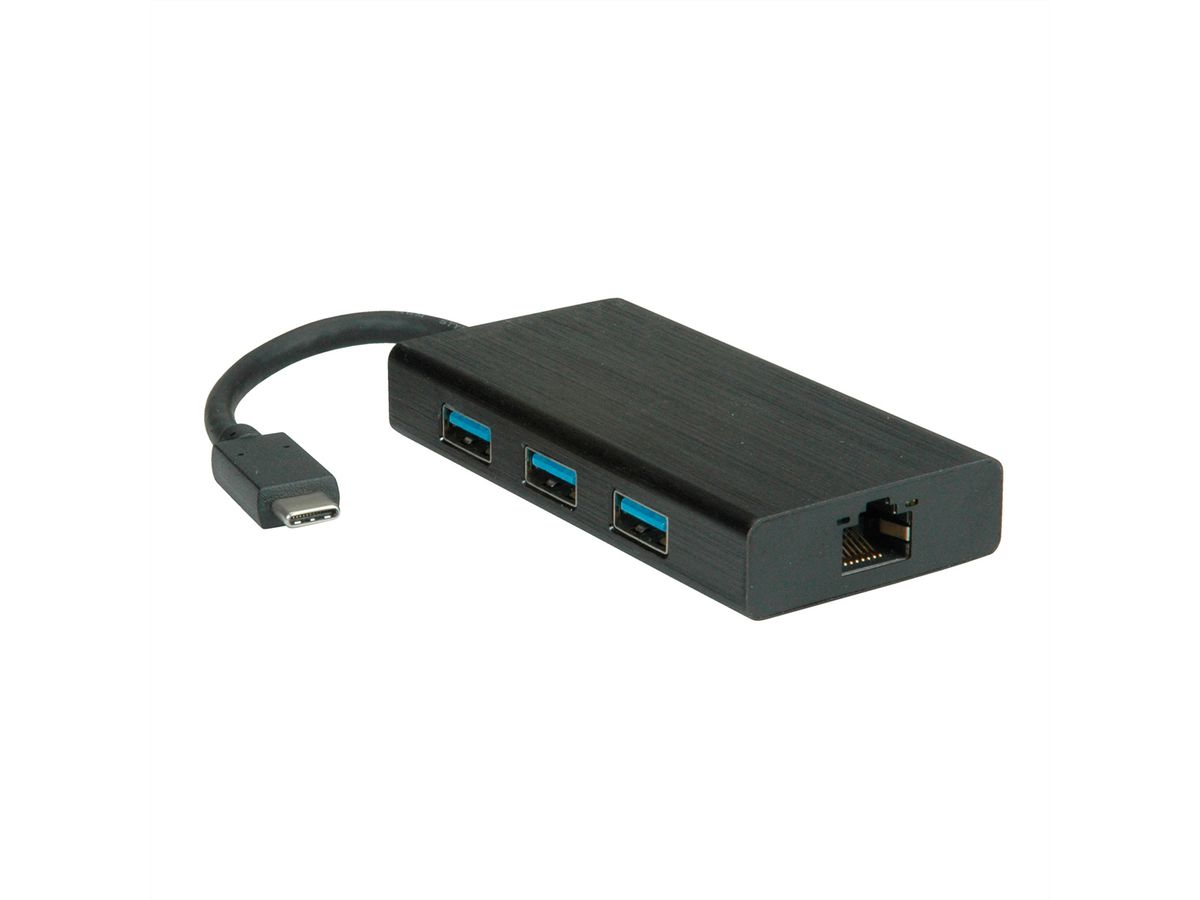 VALUE USB 3.2 Gen 1 Typ C zu Gigabit Ethernet Konverter + Hub