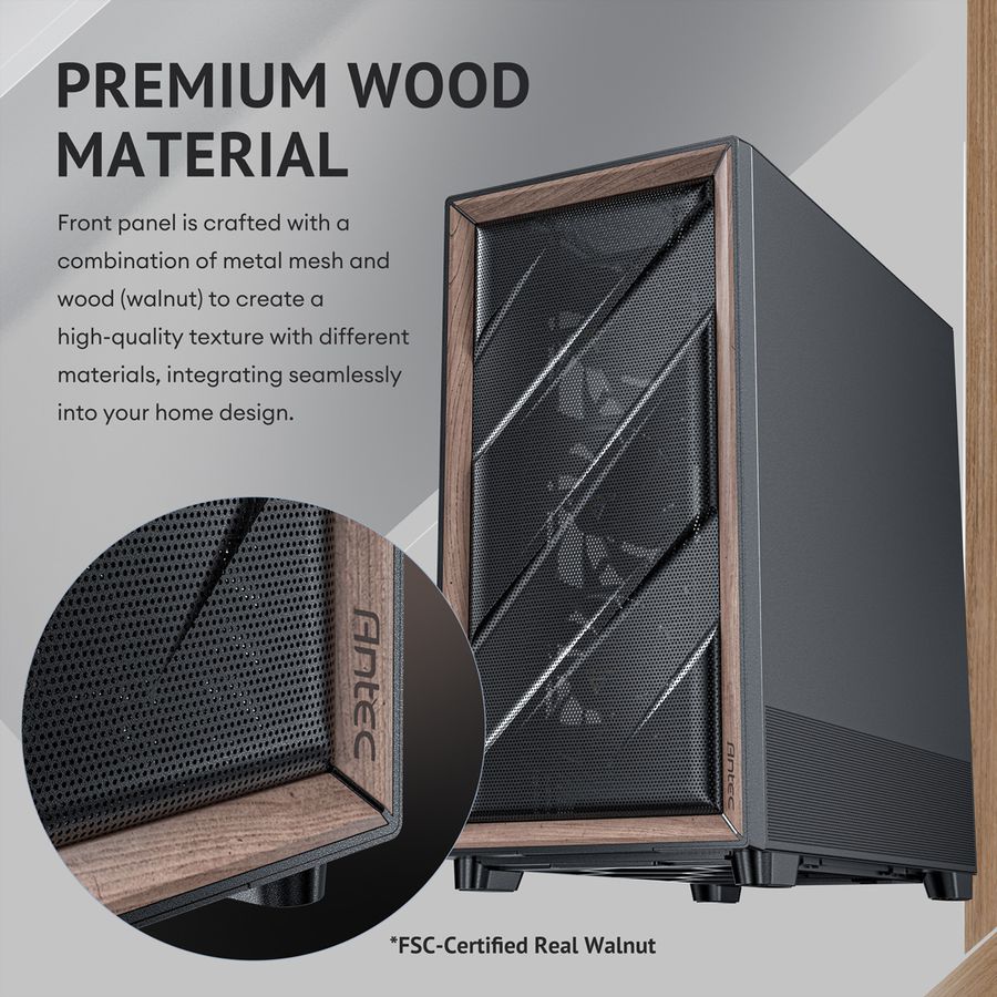 ANTEC FLUX PC Gehäuse Midi Tower Gaming ATX, schwarz