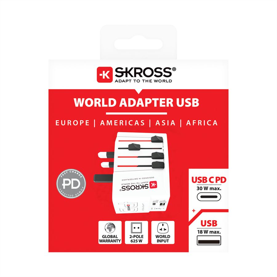 Skross MUV USB AC30PD White Retail, Weltweit