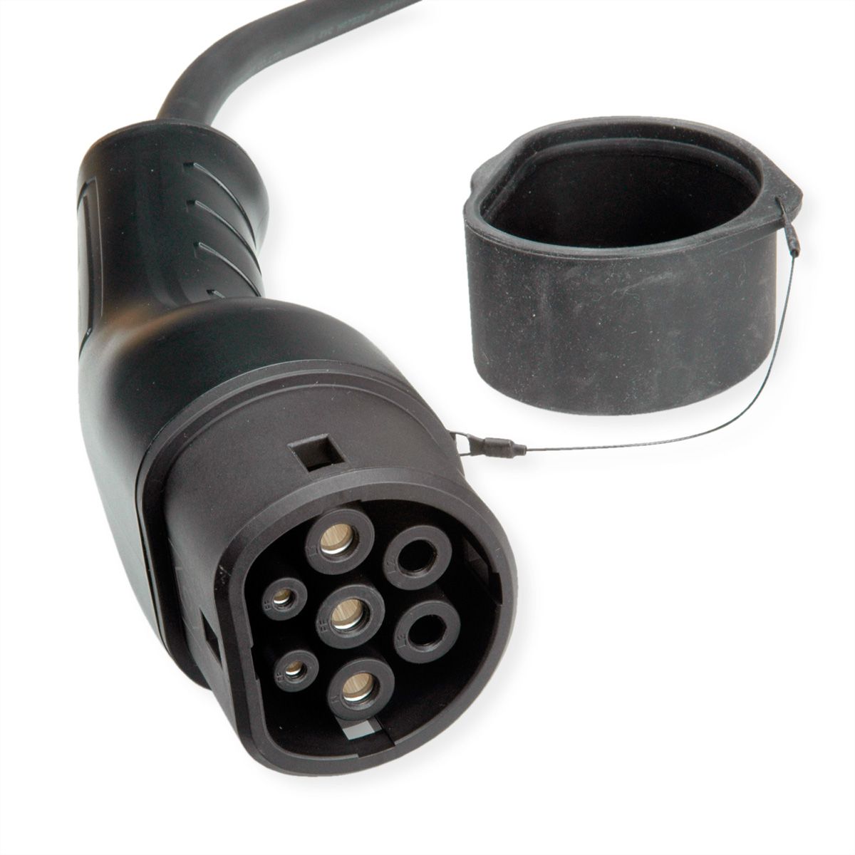 ROLINE E-Auto Spiral-Ladekabel Typ2, 1-phasig, 250VAC (1P+N+E), 32 A, 7,4 kW, max. 2m