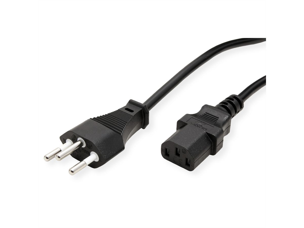 VALUE Netzkabel T12 auf C13, schwarz, 0,8 m