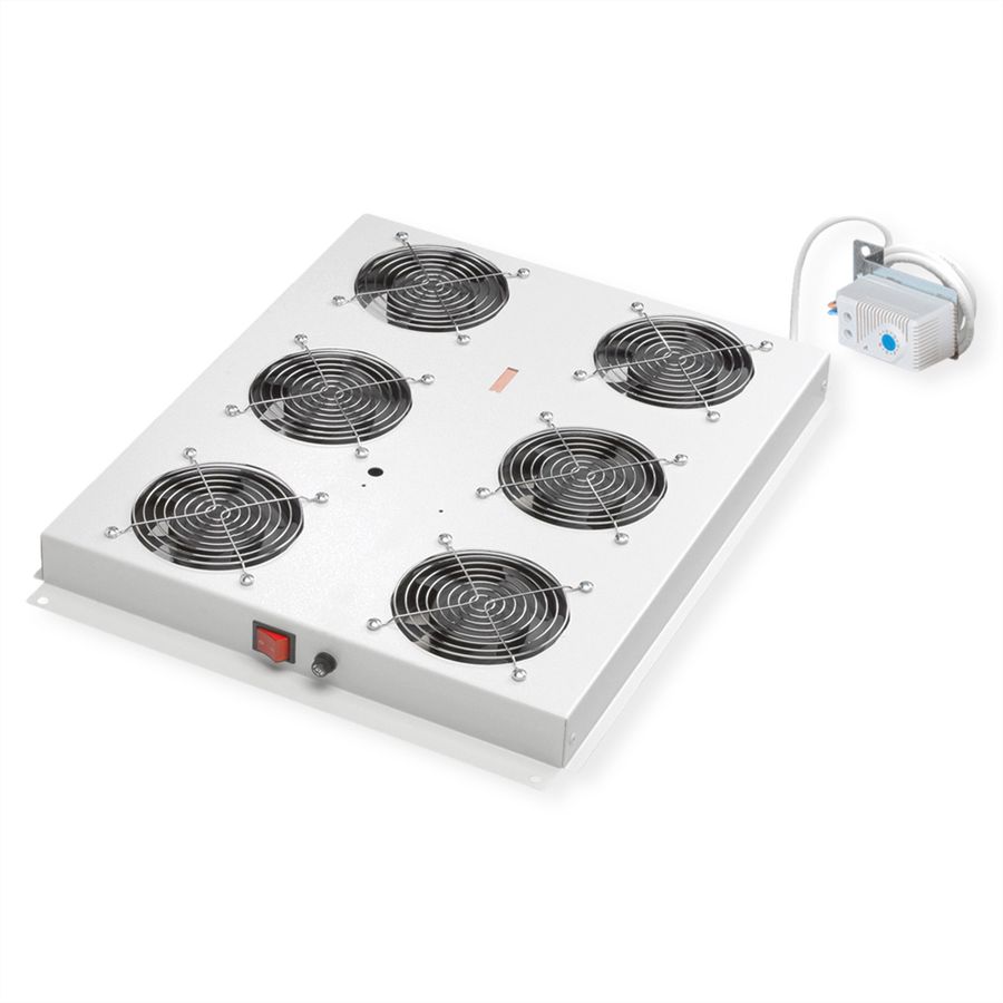 ROLINE 19-Zoll Dachlüftereinheit 6 Lüfter, Thermostat für Serverschrank grau