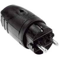 BACHMANN Schutzkontaktgummistecker, schwarz ohne Knickschutz, montierbar
