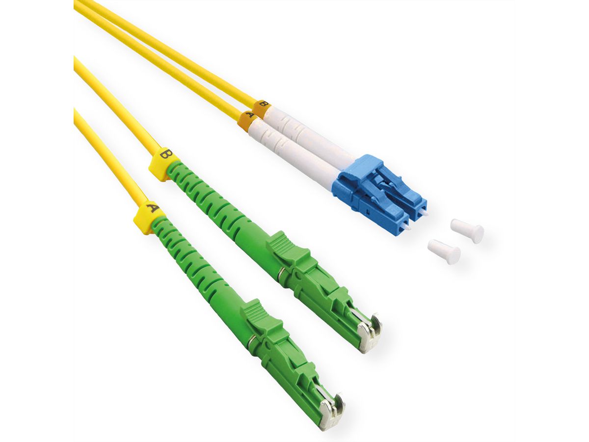 ROLINE LWL-Kabel duplex 9/125µm OS2, LSH APC / LC UPC, LSOH, gelb, 5 m