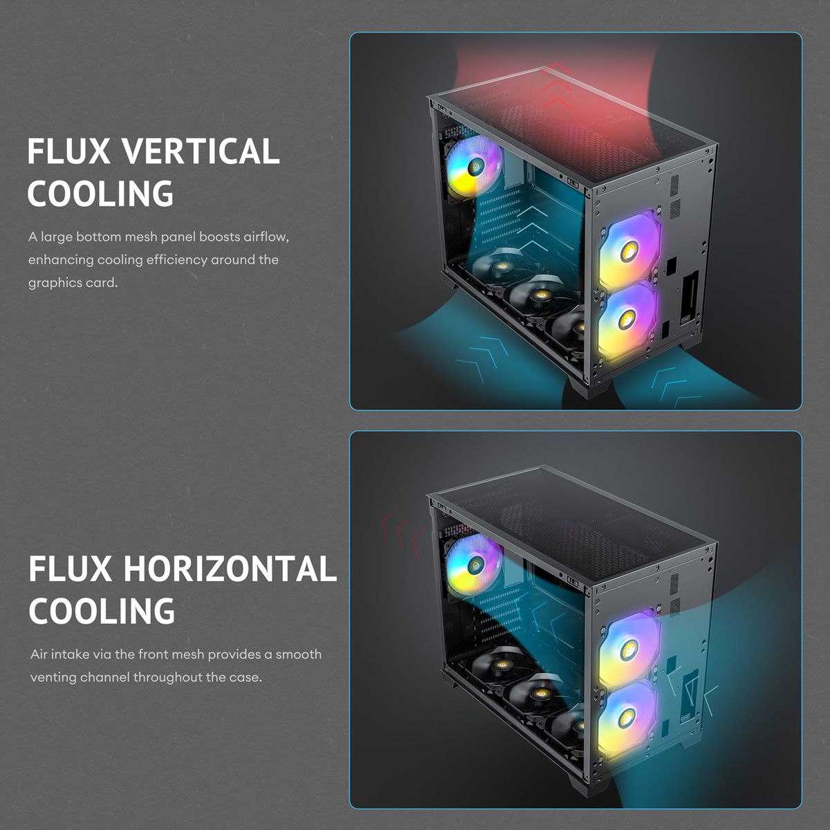 ANTEC FLUX M ATX/Micro-ATX/ITX Midi Tower PC Gehäuse , schwarz
