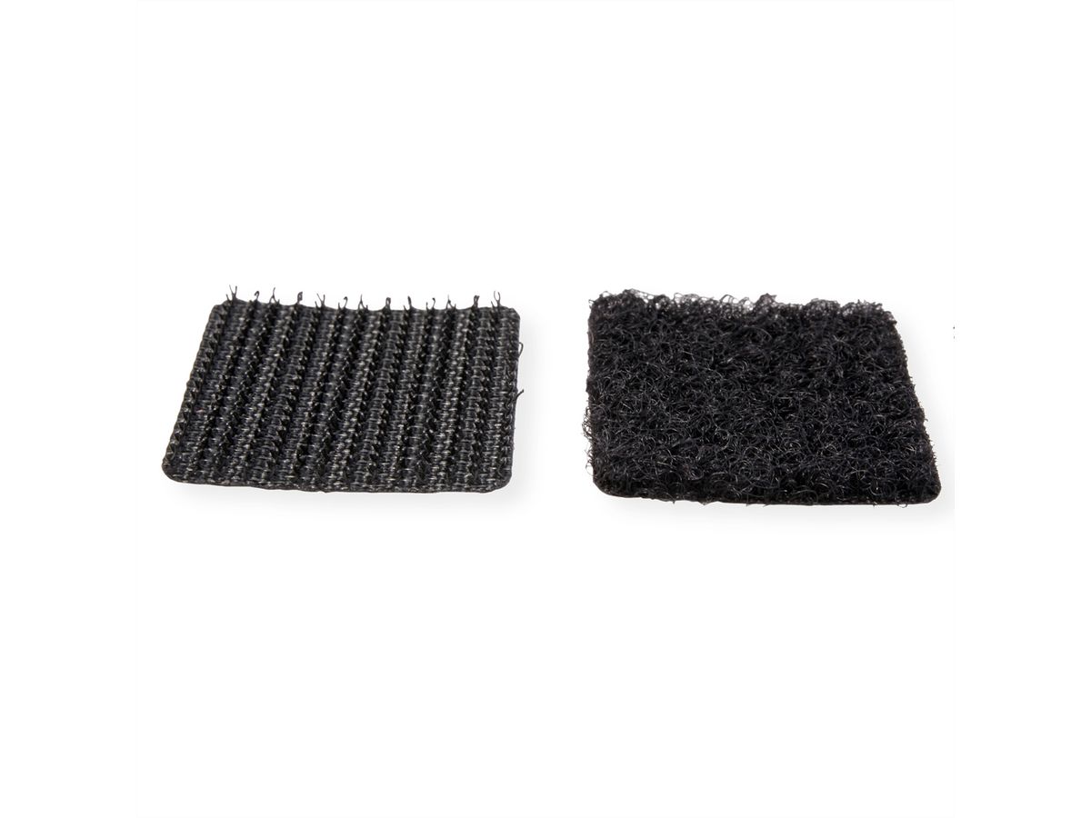 VELCRO® Klettquadrate Selbstklebend, Haken & Flausch 25mm x 25mm x 24 sets Schwarz