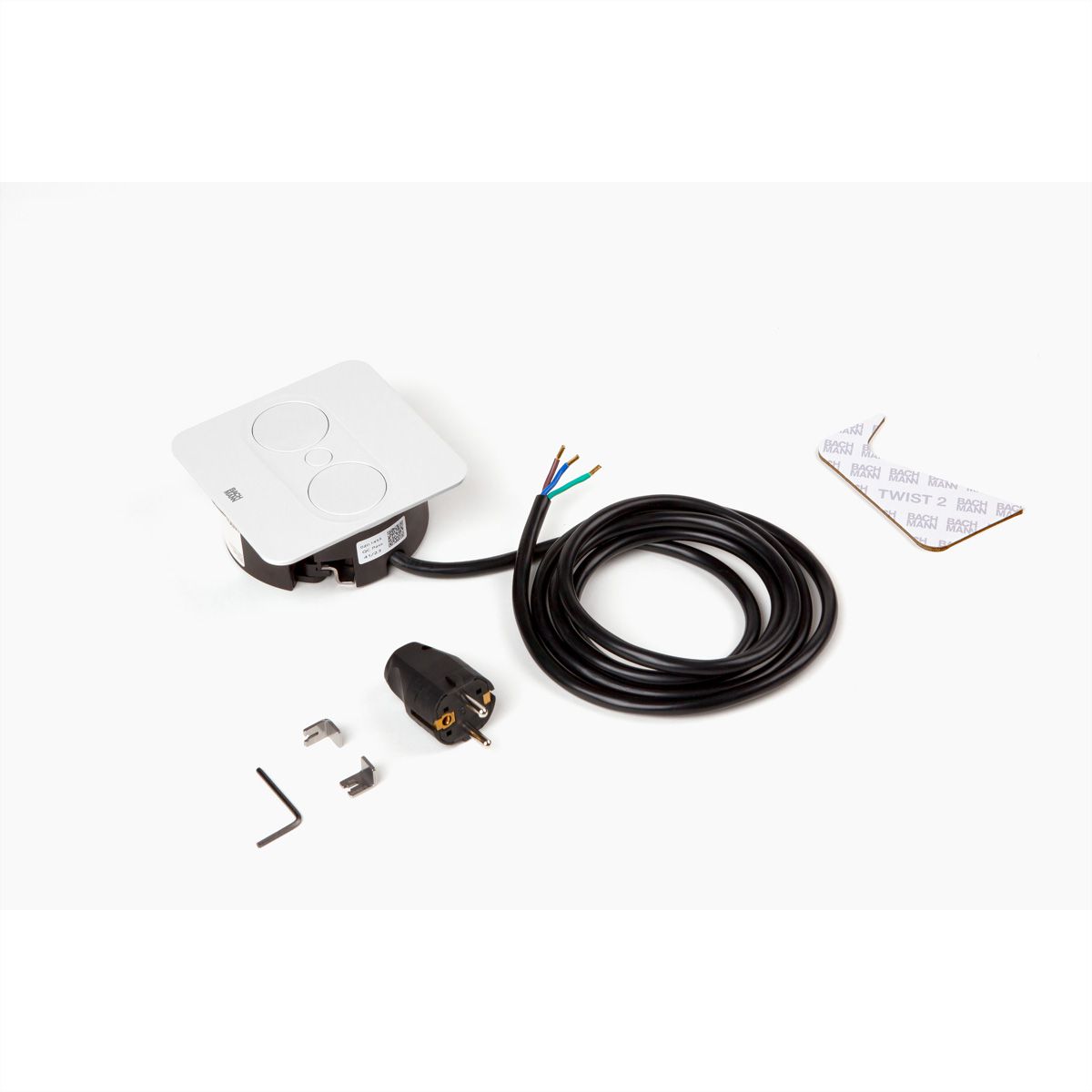 BACHMANN TWIST 2 1xCEE7/3 1xUSB A/C 22W 2,0m AEH RAL9010 30GE eckig