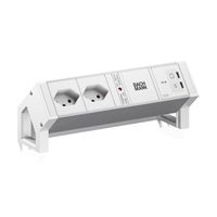 BACHMANN DESK2 ALU WHITE 2xCH 90°, 1xUSB C/C 45W L=0,2m RAL9010