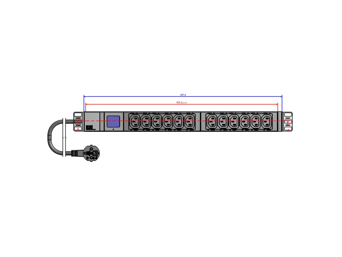 BACHMANN BN0500 19" PDU 1HE 12x C13 Leistungsmessung, Schutzkontakt-Anschluss