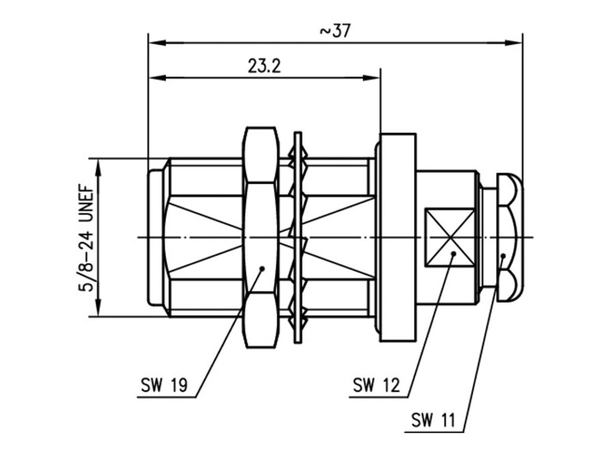 TELEGÄRTNER N-Kabeleinbaubuchse, für RG-58C/U, MIL-Verschraubung