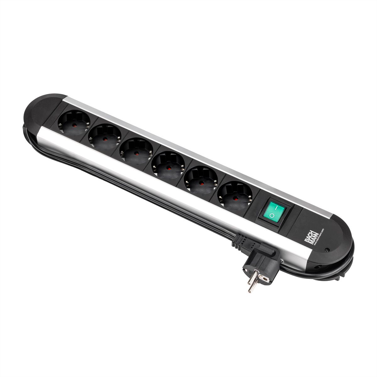 BACHMANN PRIMO Steckdosenleiste 6x Schutzkontakt, Aluminium, mit Schalter, 1,75 m