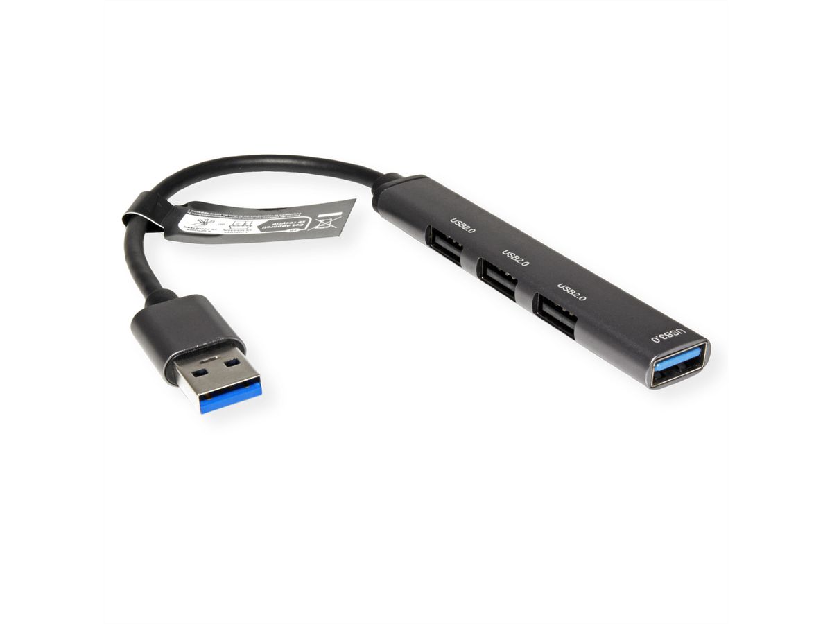 STANDARD USB 3.0 Hub, USB-A Anschluss, 4x USB-A Ports (3x USB 2.0 + 1x USB 3.2 Gen1)