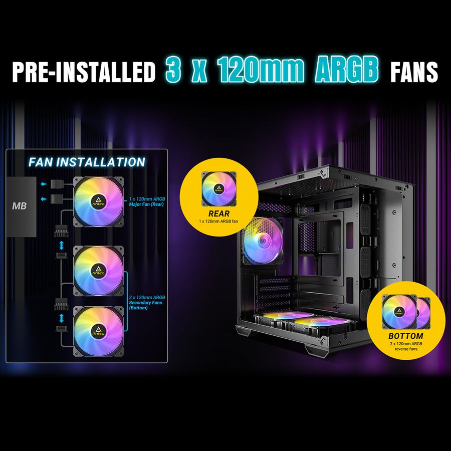 ANTEC CX60M ARGB PC Gehäuse Mini Tower Micro-ATX, weiß