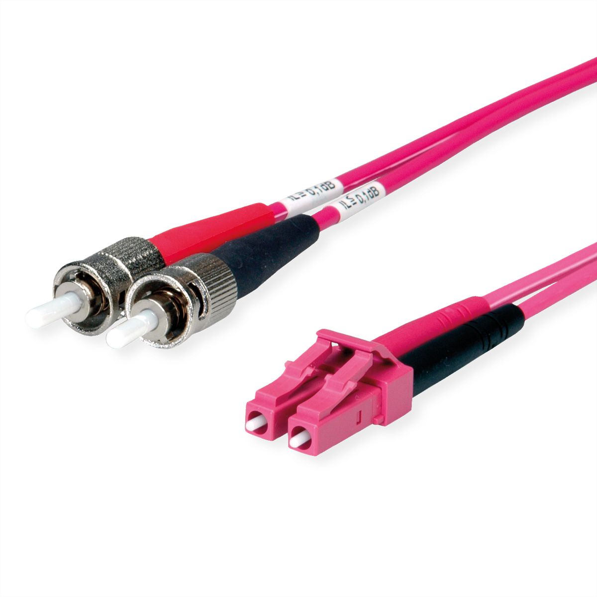 TELEGÄRTNER Duplex-Adapterkabel 50/125 OM4, 2x ST, 1x LC Duplex Stecker, violett, 5 m