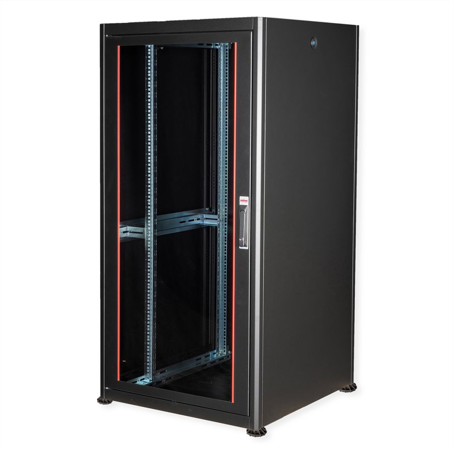 ROLINE 19-Zoll Netzwerkschrank Basic 32 HE, 800x800 BxT Glastür schwarz