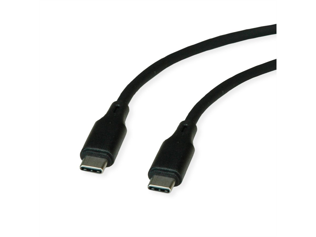 ROLINE USB 2.0 Kabel, Typ C-C, ST/ST, Silikon, 60W, schwarz, 1 m