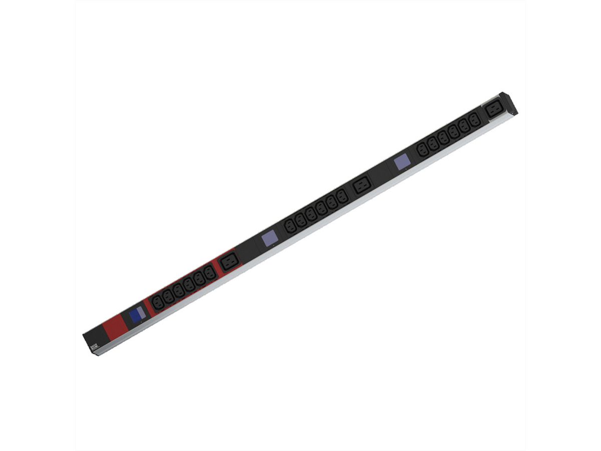 BACHMANN BN0500 19" PDU 1HE 18xC13 3xC19, Leistungsmessung, Anschluss CEE 3x16A, rot