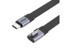 ROLINE USB4 2.0 Flachkabel, C–C, ST/ST einseitig 90°-gewinkelt, 8K UHD-2, 80Gbit/s, 240W, schwarz, 0,8 m