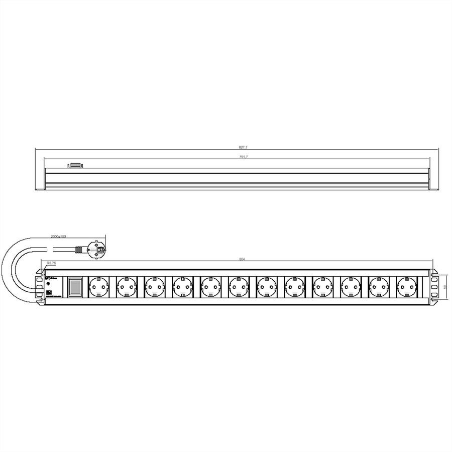 BACHMANN Handwerkerleiste 12x Schutzkontakt, Schalter, 2 m