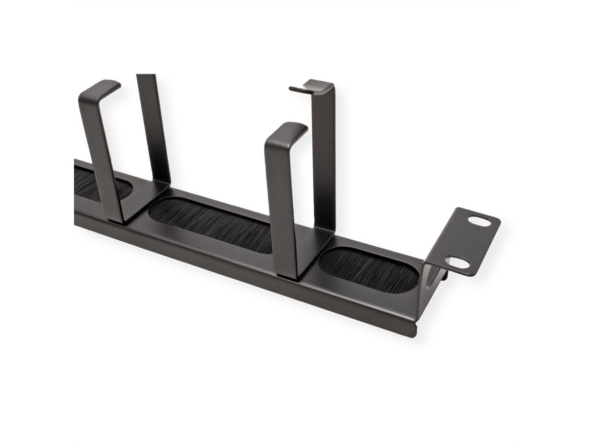 VALUE 19"-Frontplatte, 4 Ösen Typ G, Kabeldurchführung (Bürste), schwarz