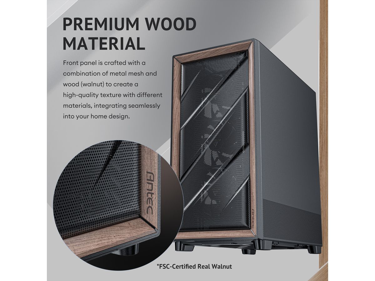 ANTEC FLUX PC Gehäuse Midi Tower Gaming ATX, schwarz