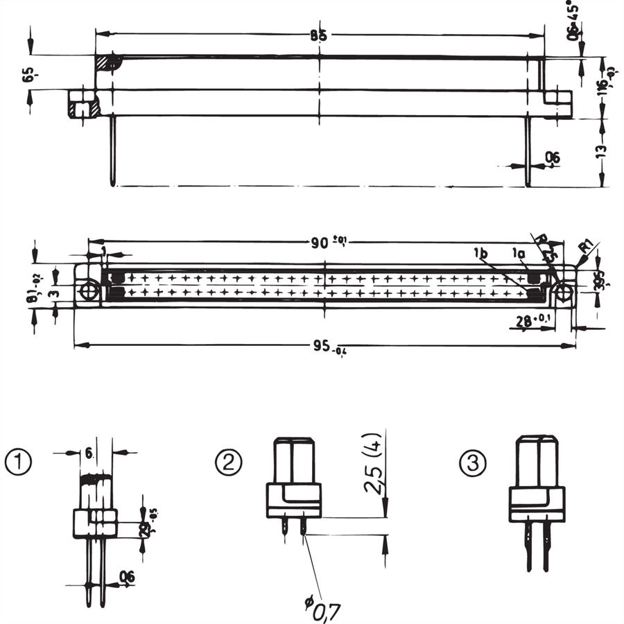 SCHROFF Federleiste - FEDERLEISTE B64, EINLOET 2,5