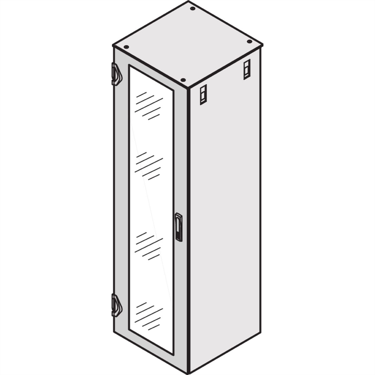 SCHROFF Glastür IP 20, 1-Punkt-Verriegelung - TUER 1200H 600B GLAS RAL7021
