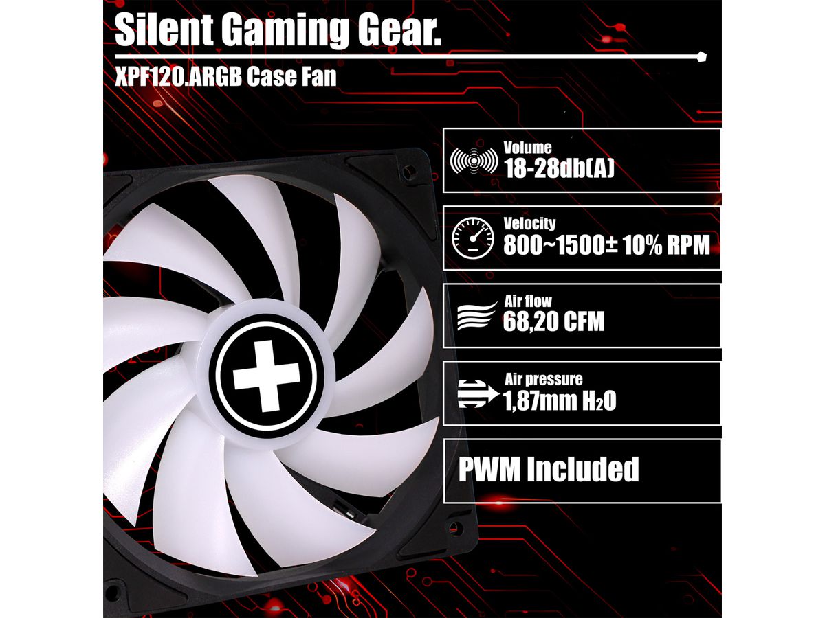 Xilence XPF120.ARGB 120mm PWM Gehäuselüfter, ARGB LED