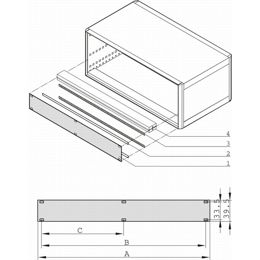 SCHROFF EMV-Teilfrontplatte 1 HE - TEILFRONTPLATTE HF 1HE 84TE