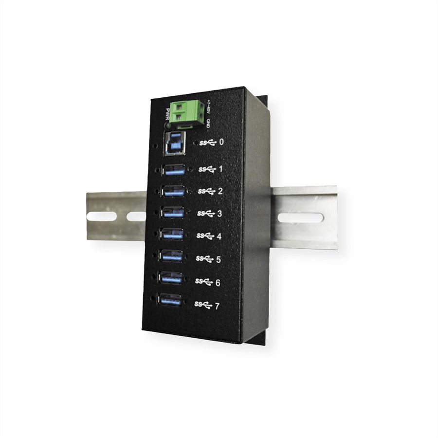 EXSYS EX-1187HMVS 7 Port USB 3.2 Gen1 Metall HUB Din-Rail