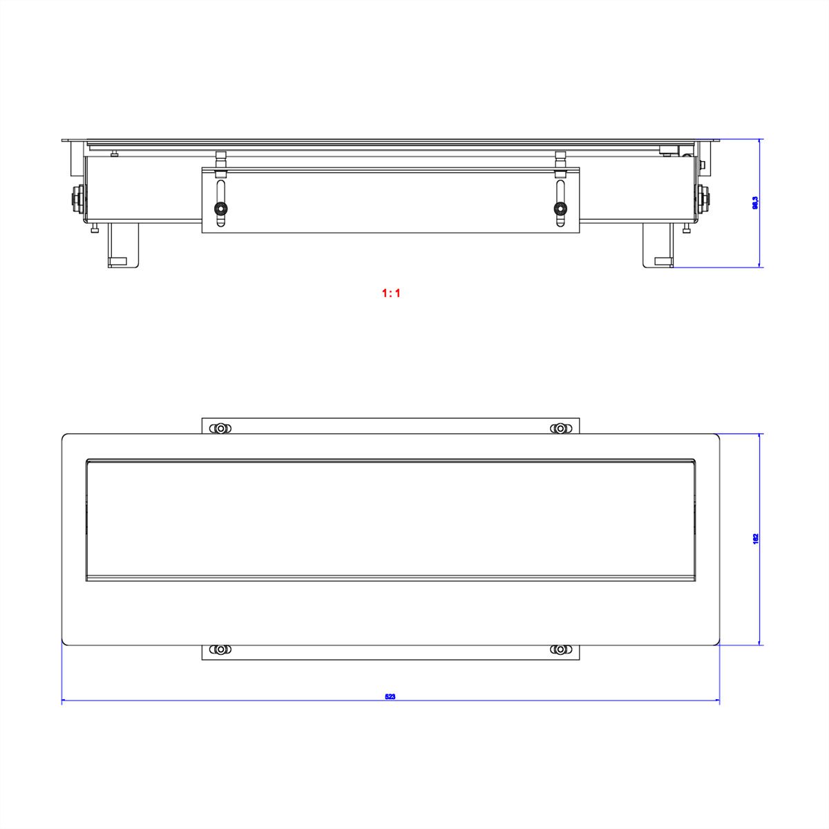 BACHMANN TOP FRAME Auftisch Unsym 8fach RAL9006 Gehäuse sw