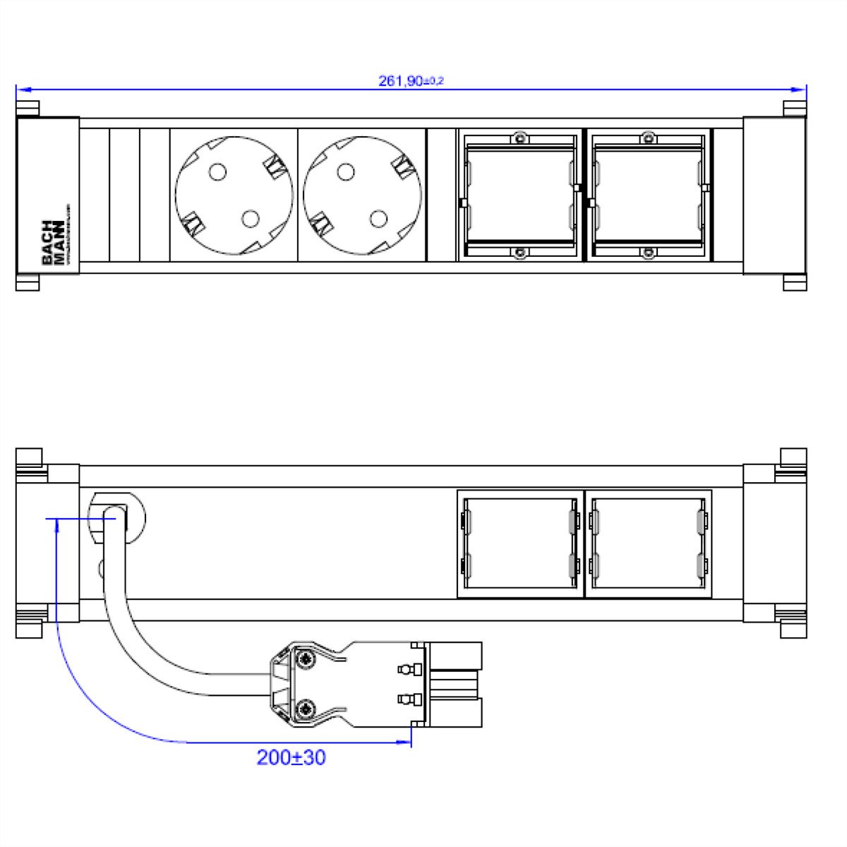 BACHMANN POWER FRAME Medium 2x Schutzkontakt 2x ABD