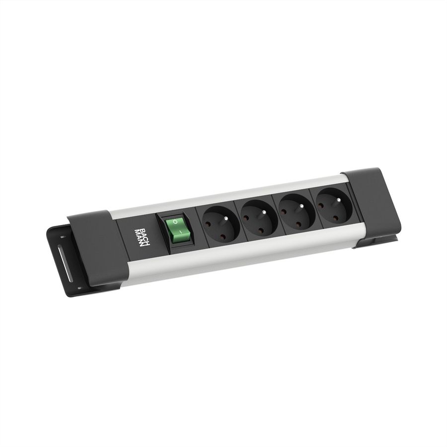 BACHMANN CONNECTUS 4xUTE, 1xSchalter 2,0m CEE7/7 Grau