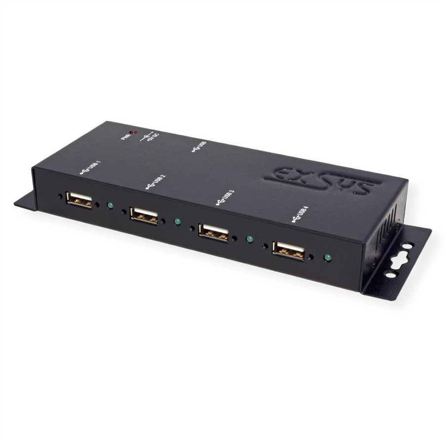 EXSYS EX-1166HMV 4 Port externer USB 2.0 Hub Metall verschraubbar
