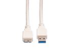 VALUE USB 3.2 Gen 1 Kabel, A ST - Micro B ST, weiß, 3 m