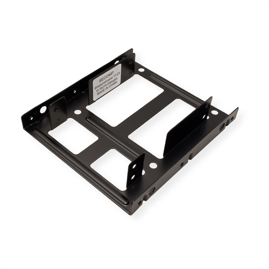 ROLINE Montageadapter, 3,5 Zoll Rahmen für 2x 2.5 HDD/SSD, Metall, schwarz