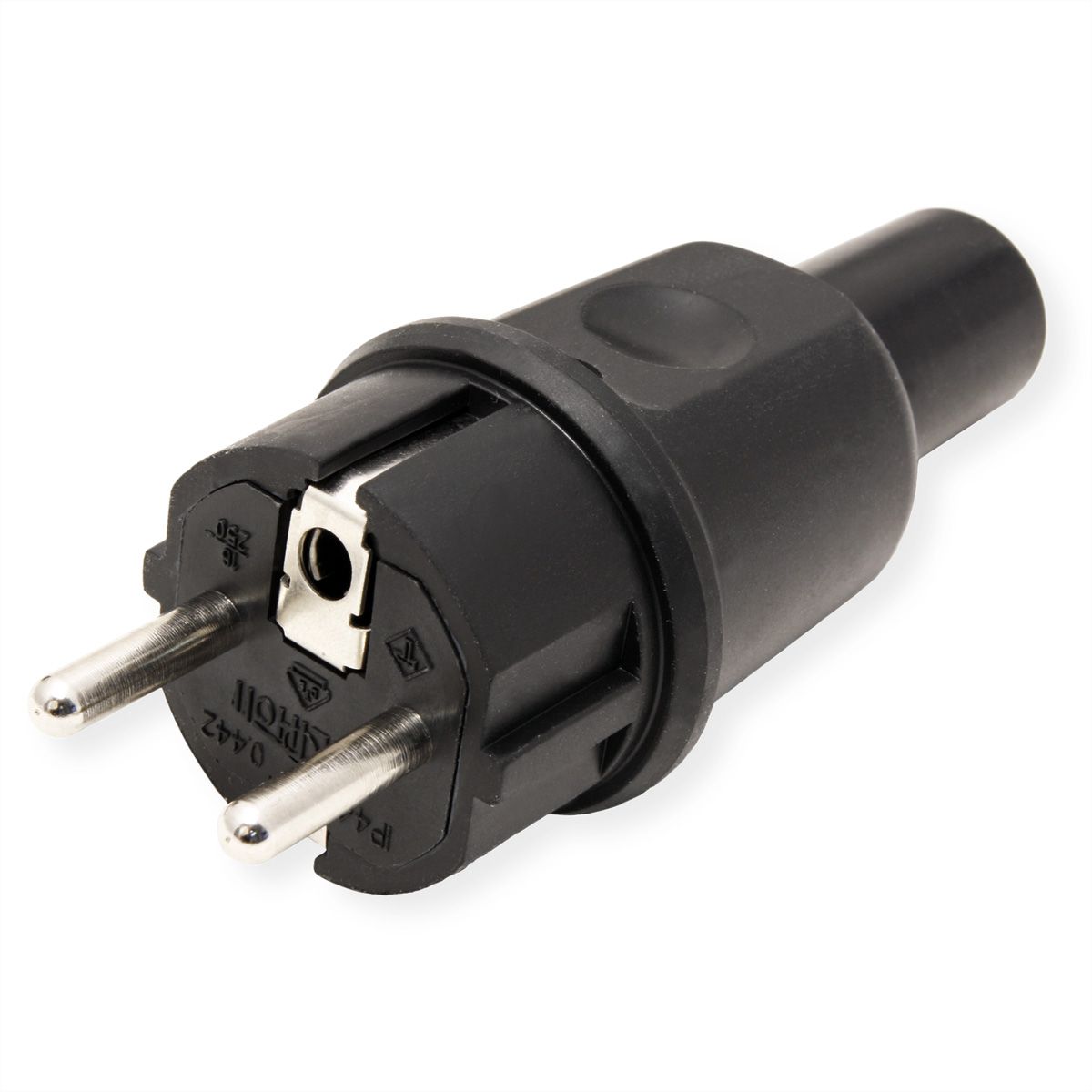 BACHMANN Vollgummi Stecker, deutsch-franz. System, IP44, schwarz