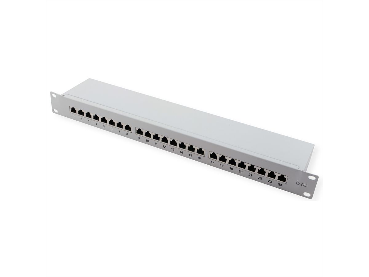 VALUE Kat.6A (Class EA) 19"-Patchpanel, 24 P, geschirmt, grau