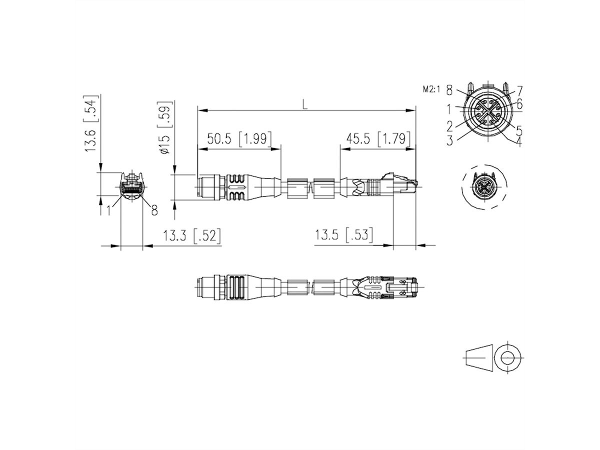 METZ CONNECT Verbindungsleitung M12 ST-RJ45 ST, 8-pol X-kodiert, gerade-gerade, 5 m