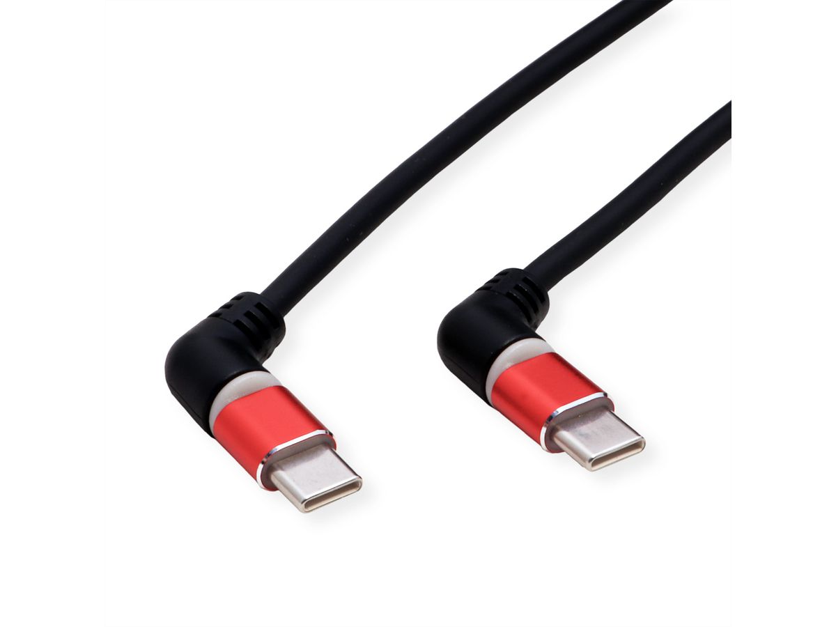 ROLINE USB 2.0 Kabel, Typ-C - Typ-C, ST/ST, 360° Rotation, schwarz / rot, 2 m