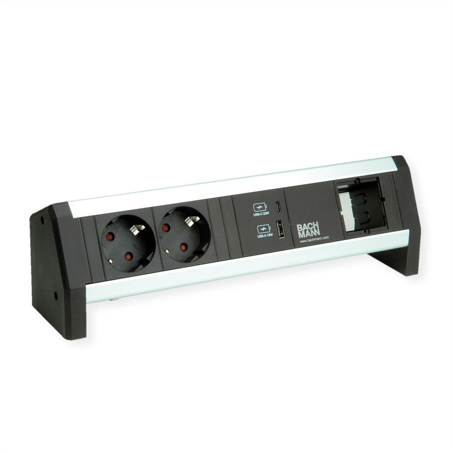 BACHMANN DESK 2xSchutzkontakt USB A&C, USB Charger 22W 1xABD GST18