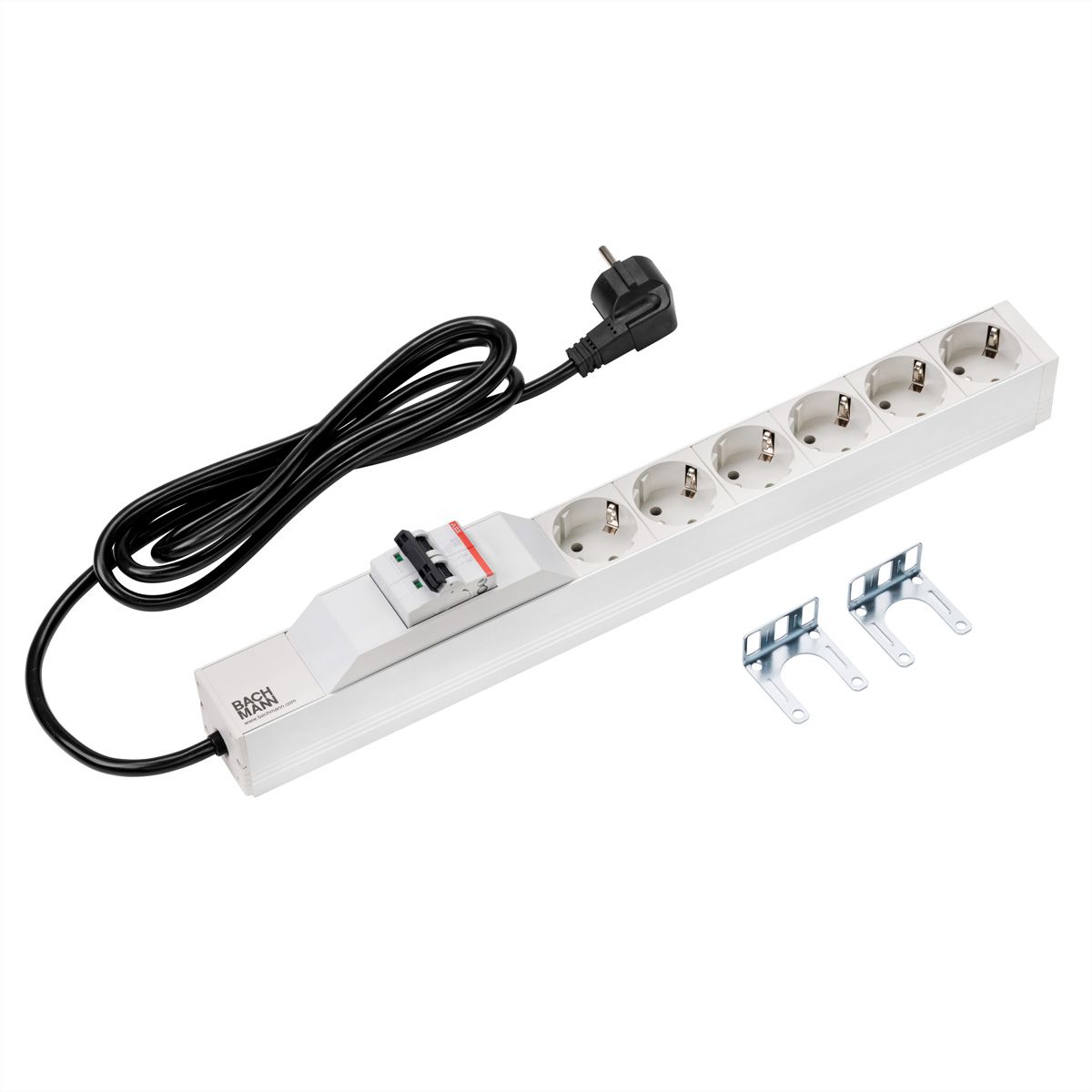 BACHMANN 19" Steckdosenleiste 6xSchutzkontakt 1x Leitungsschutzschalter, 2 m