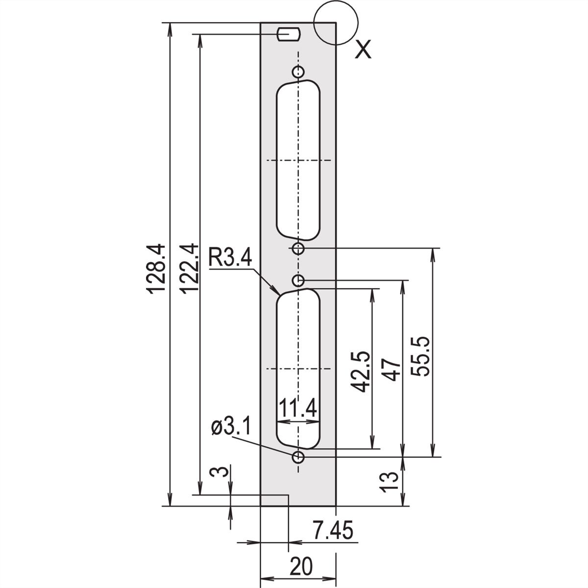 SCHROFF Frontplatten für D-Sub Steckverbinder - TEILFRPL.3HE 4TE 2X25POL.EMC