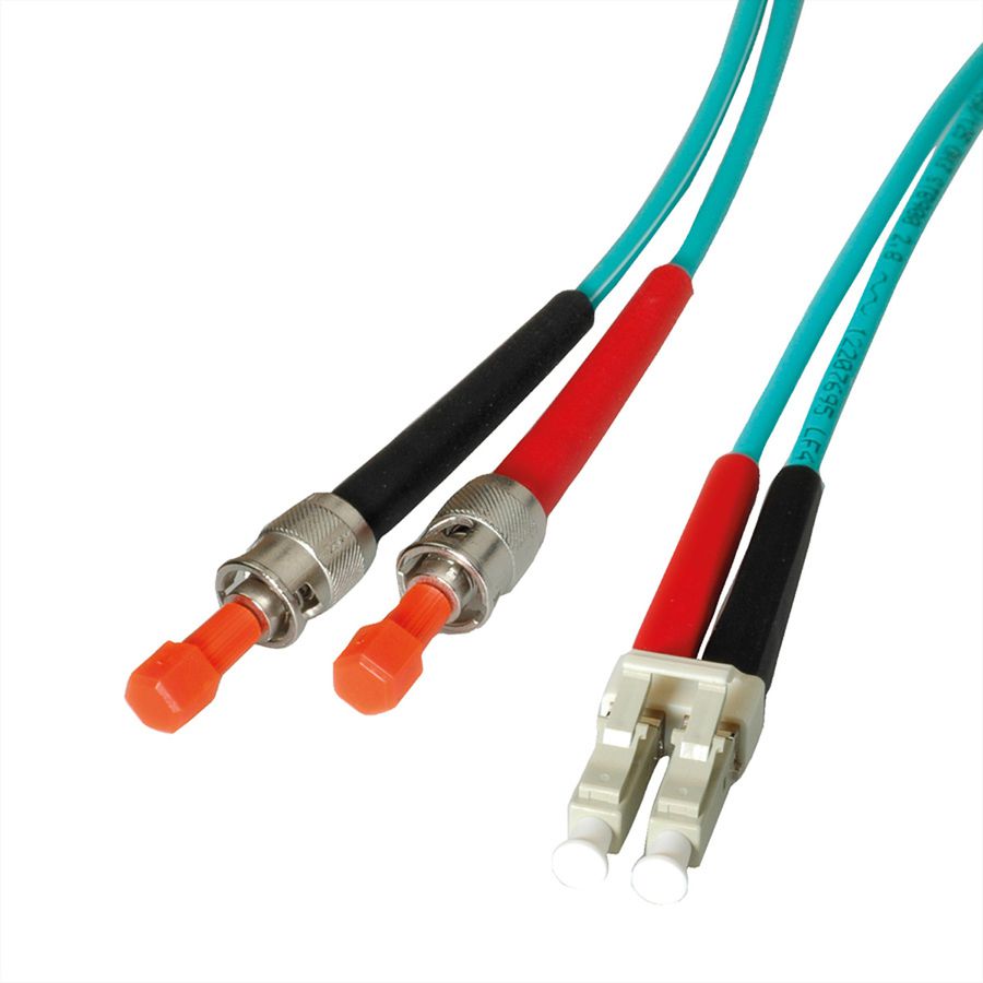 LEONI LWL-Kabel duplex 50/125µm OM3, Suhner LC/ST, 15 m
