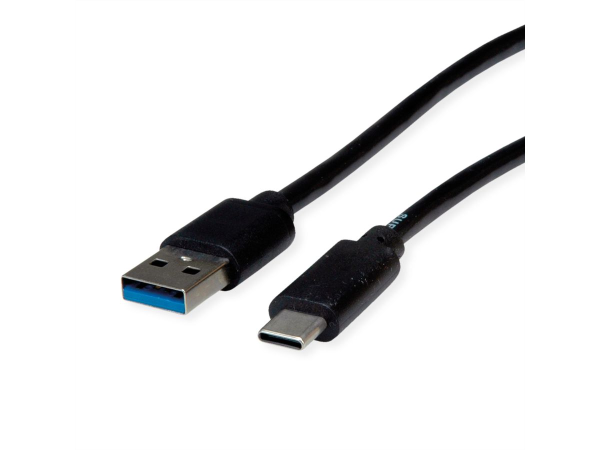 ROLINE RM USB 3.2 Gen 1 Kabel, A-C, ST/ST, schwarz, 0,5 m