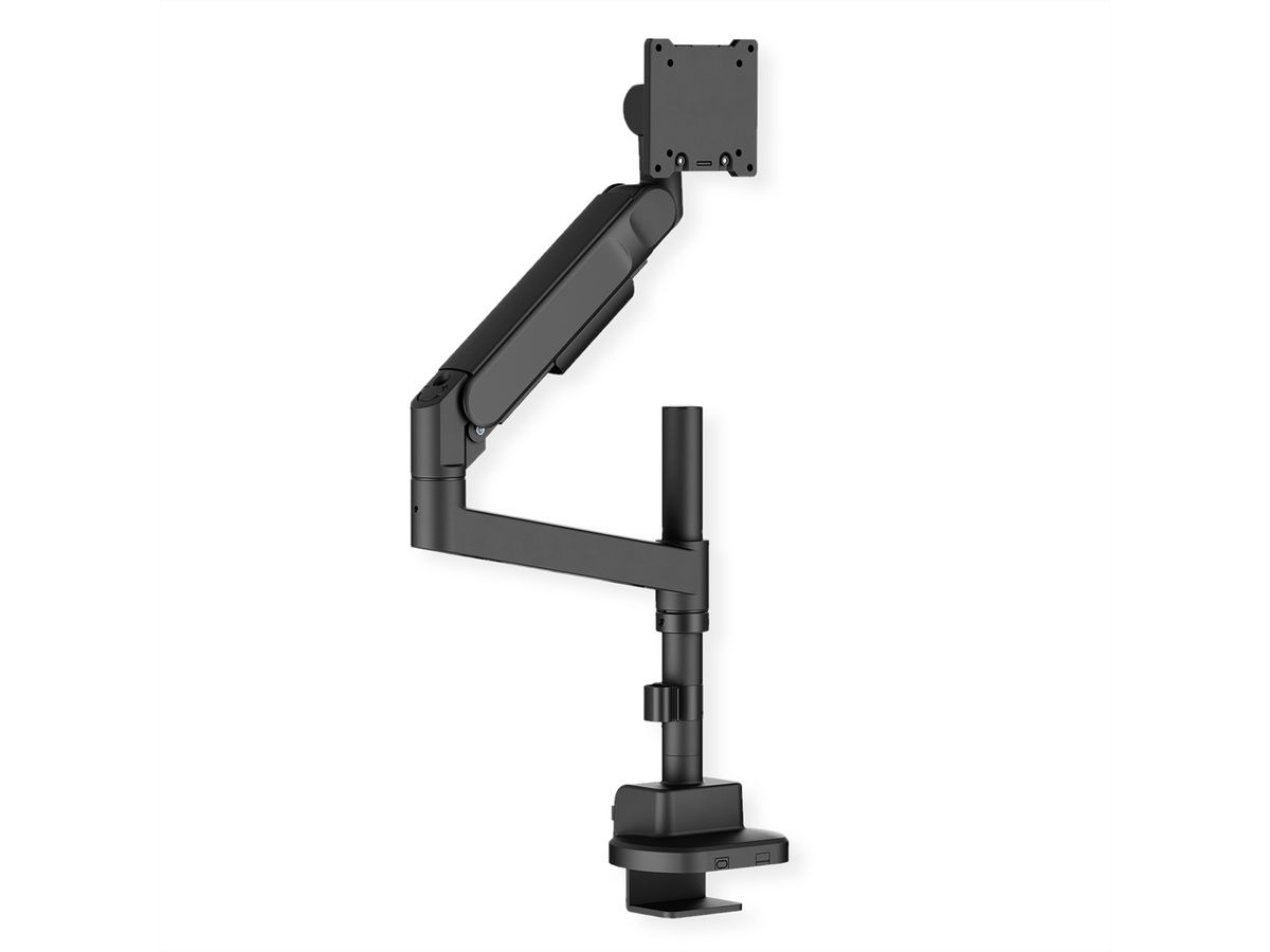 ROLINE Schwerlast-LCD-Arm, Trägerstange, 4 Gelenke, Tischmontage, bis 22/27 kg, schwarz
