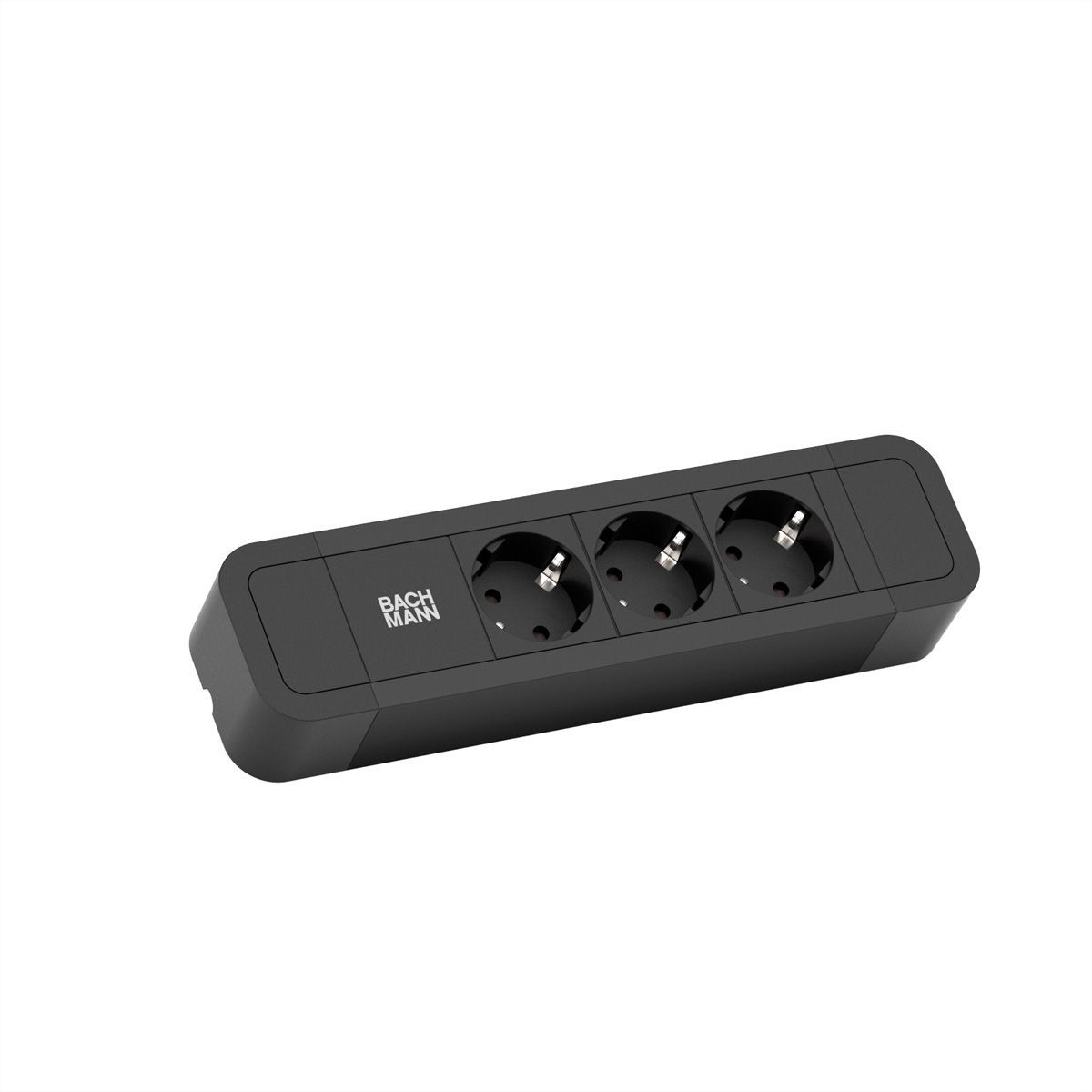 BACHMANN PRIMO2 Steckdosenleiste 3x Schutzkontakt, Aluminium, schwarz, 2 m