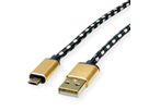 ROLINE GOLD USB 2.0 Kabel, Typ A ST - Micro B ST (reversibel), 0,8 m