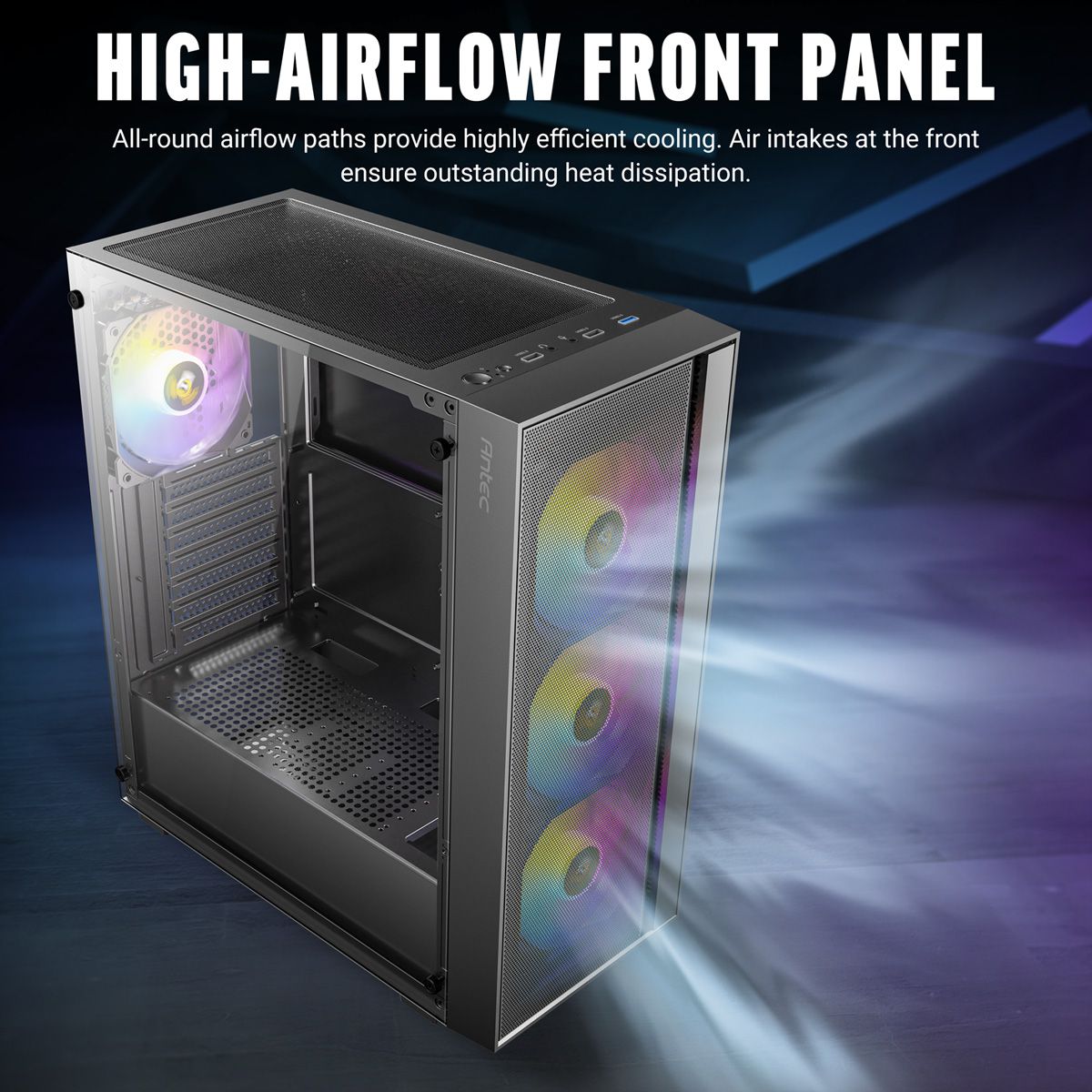 ANTEC AX65 ARGB PC Gehäuse Midi Tower Gaming ATX, schwarz